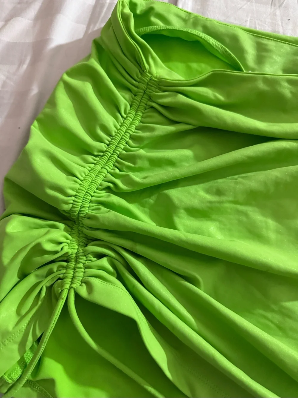 Neon Green Ruched Side Mini Skirt